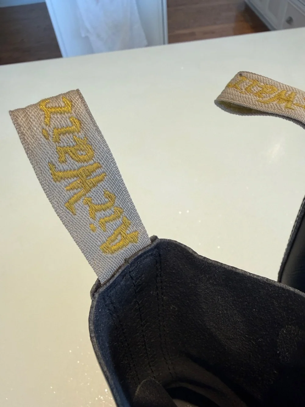 Doc Marten Black Leather Lace-Up Combat Boots with Yellow Stitching 8 - Picture 3 of 15